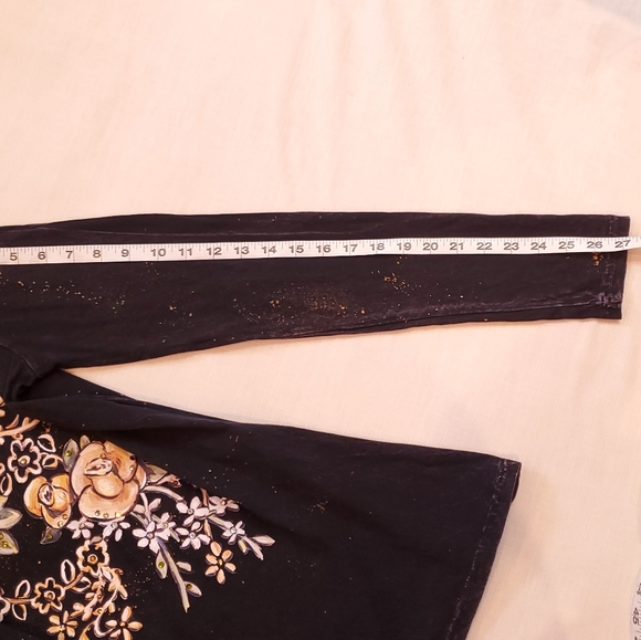 Jack Flash Tee Floral Bling Black Roses Bend Oregon Medium - Picture 6 of 12